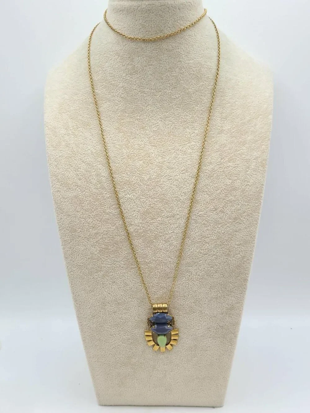 J Crew Gold Tone Boho Pendant Necklace